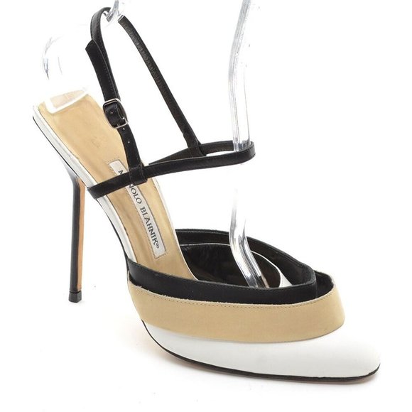 Manolo Blahnik Tiered Slingback Stiletto Pumps 40